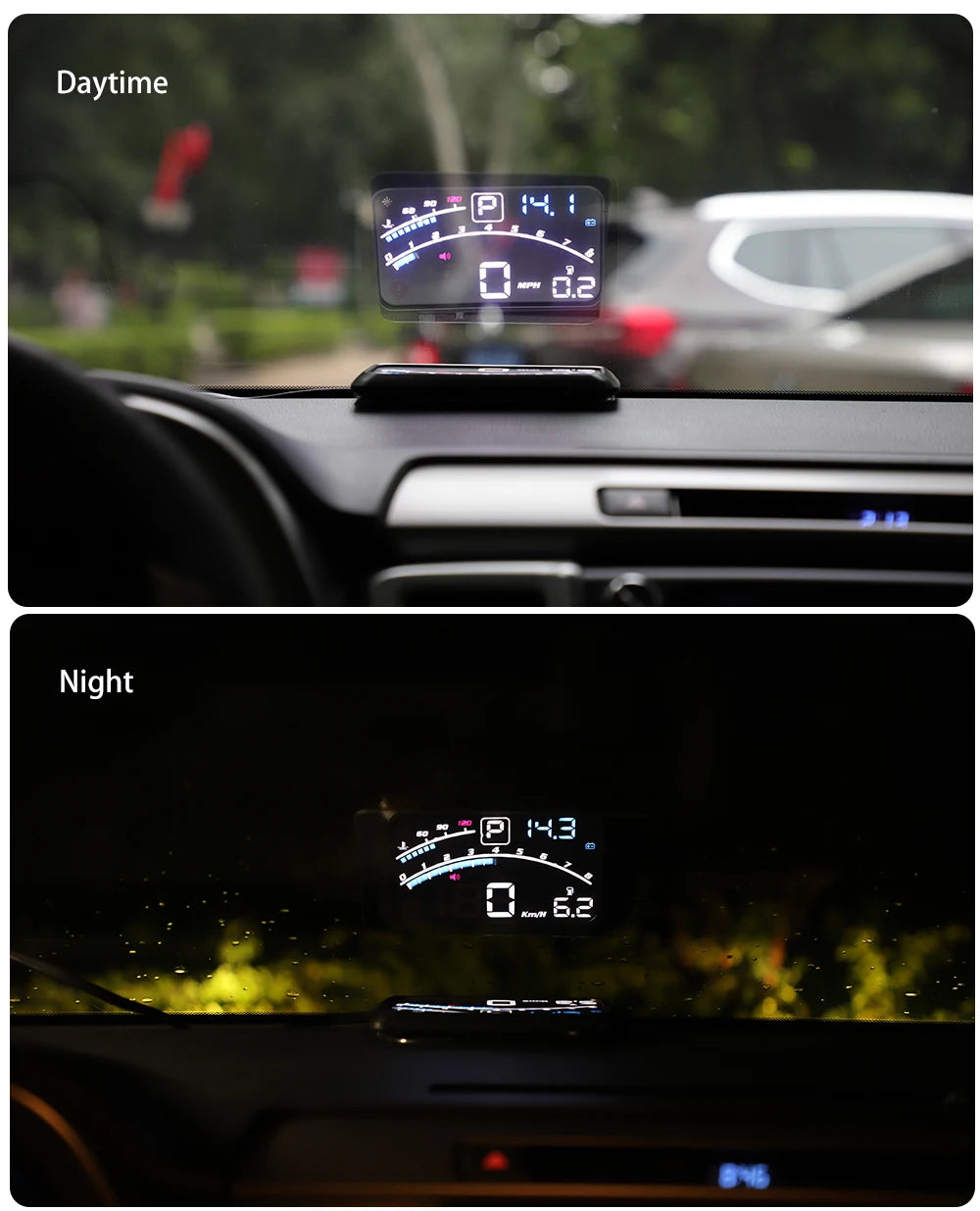 Head-Up Display Vjoycar V41 5.5" MPH/KMH OBDII  – Digital Speedometer, RPM, Water Temp & More