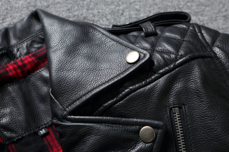 2024 New Style Autumn Winter First Layer Cowhide Leather Lapel Coat Men‘s Slim Short Youth Heavy Industry Motorcycle Jackets