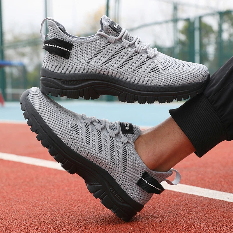 2025 Men's Running Shoes Knitted Mesh Breathable Fashion Casual Sports Shoes Comfortable Fitness Lightweight Men's Casual Shoes