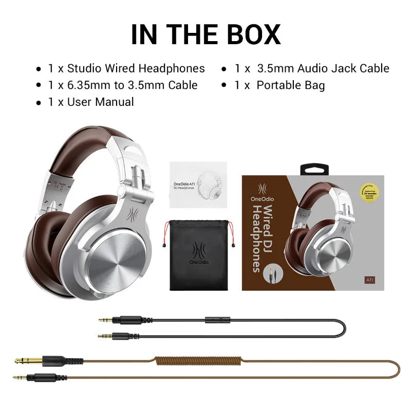 Oneodio A71 Wired Headphones For Computer Phone With Mic Over Ear Stereo Hi-Res Headset Studio Headphone For Recording Monitor