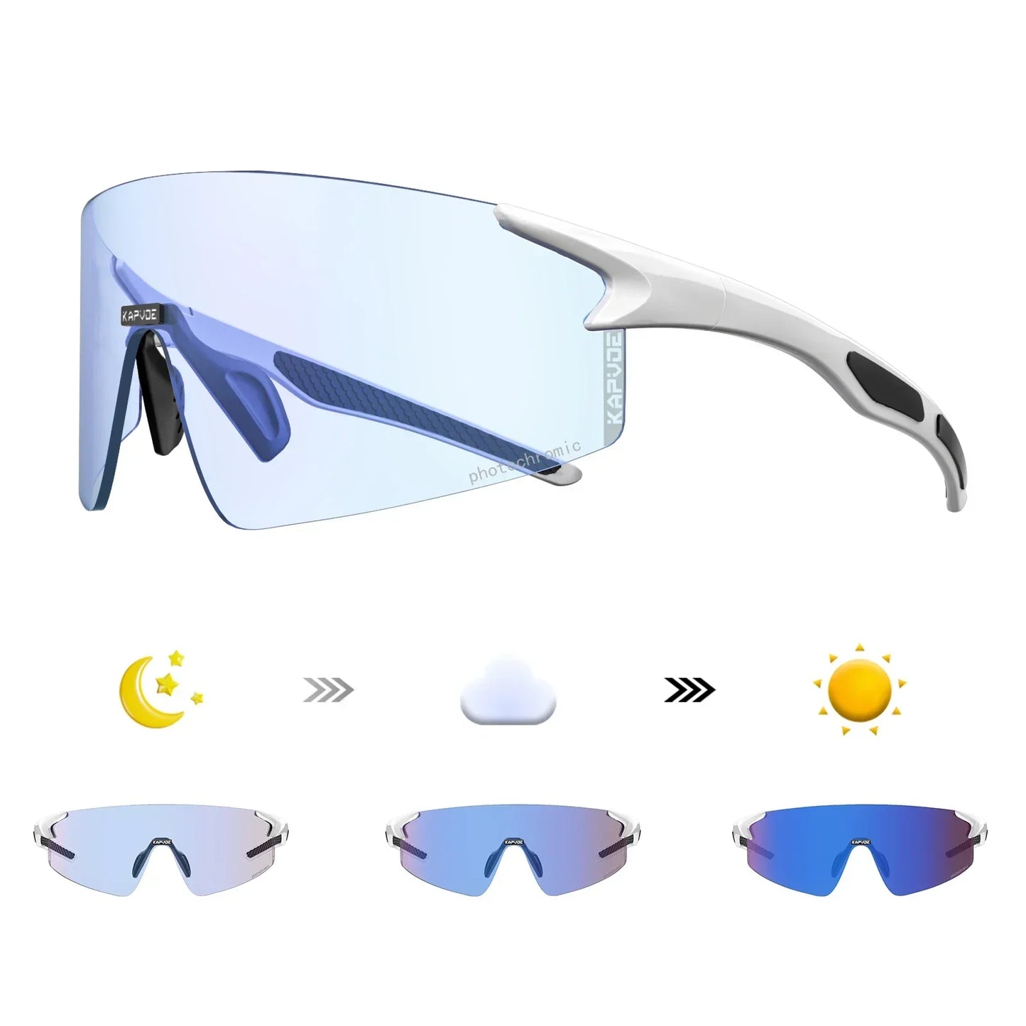 Kapvoe Photochromic Cycling Sunglasses Rimless Color Cycling Glasses Men Bicycle Goggles MTB Sports Bike Eyewear Outdoor UV400