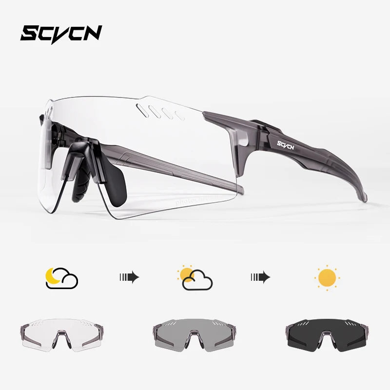 SCVCN Fashion Rimless Cycling Glasss Outdoor Sports Running Drving Sunglasses for Men Fishing Goggles Mtb Bicycle Eyewear 1 Lens