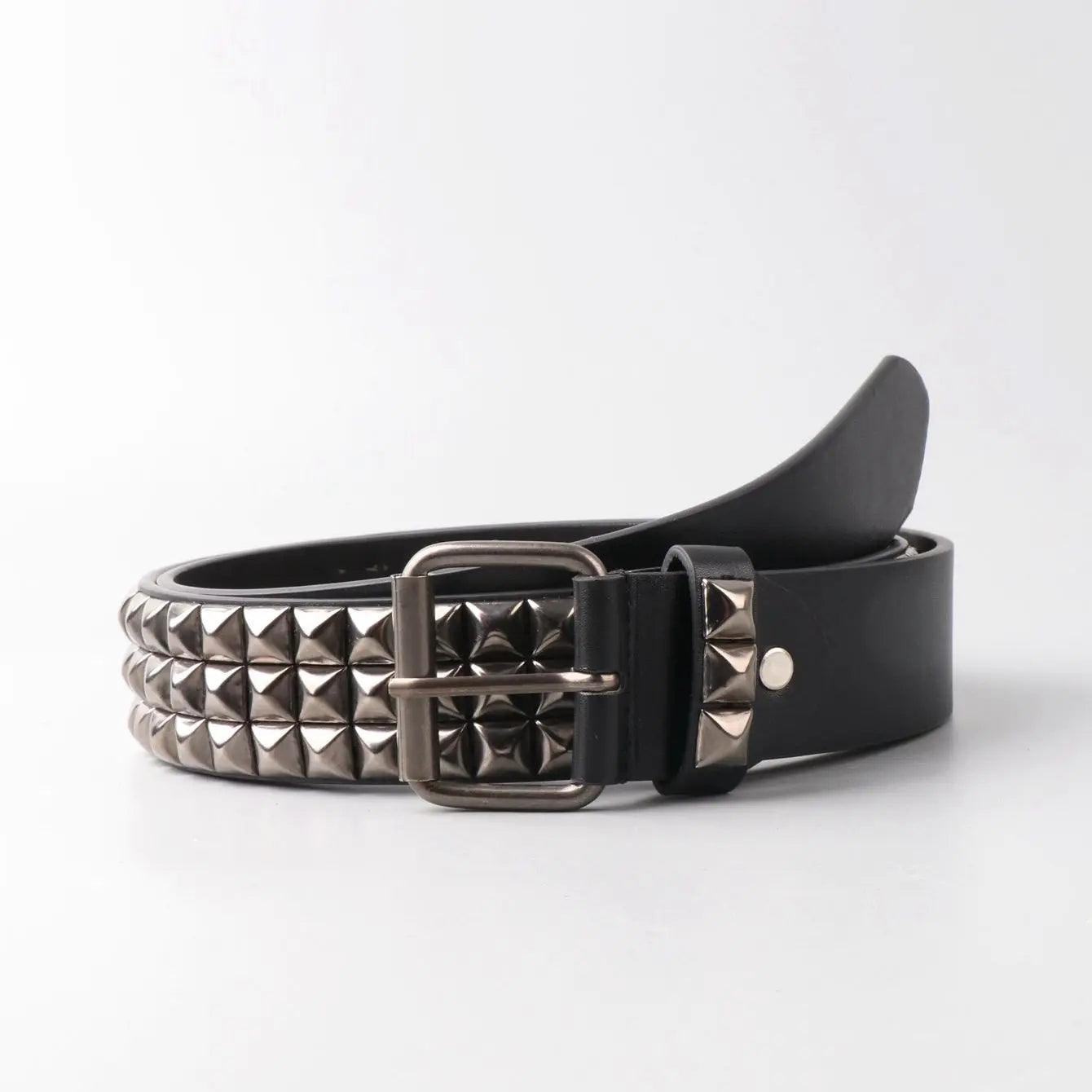 Fashion men's metal pin buckle PU riveted belt