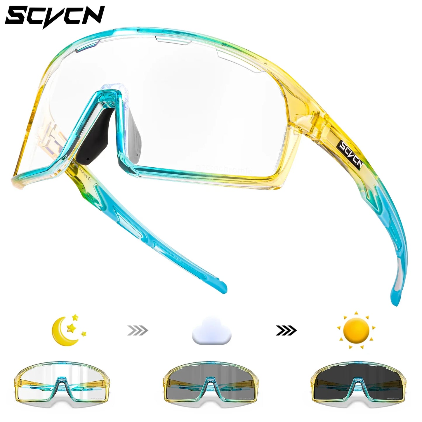 Scvcn Red Photochromic Sunglasses Cycling Blue Outdoor Sports Bike Glasses Man MTB Fishing Glasses Eyewear Bicycle Goggles UV400