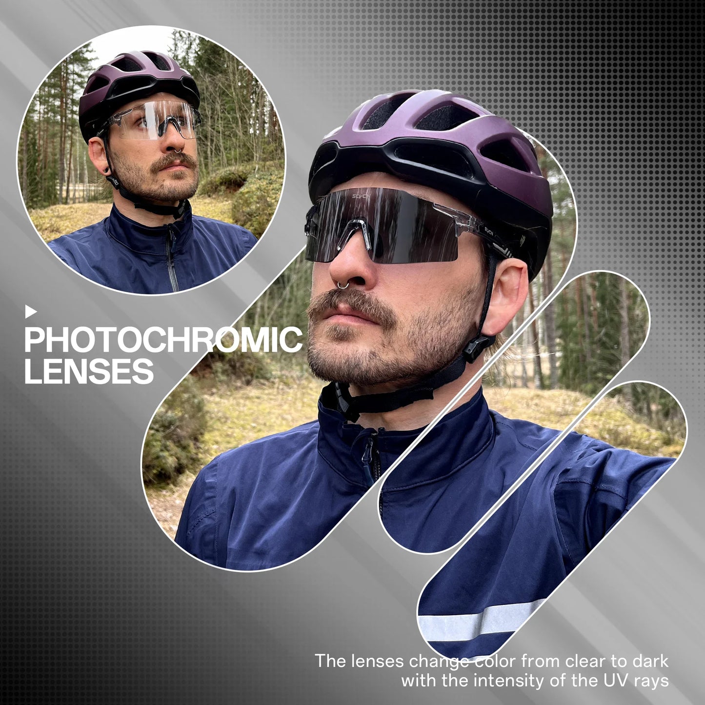SCVCN New Photochromic Bike Driving Cycling Eyewear Outdoor Road Sunglasses Men Women Sports Glasses MTB UV400 Riding Goggles