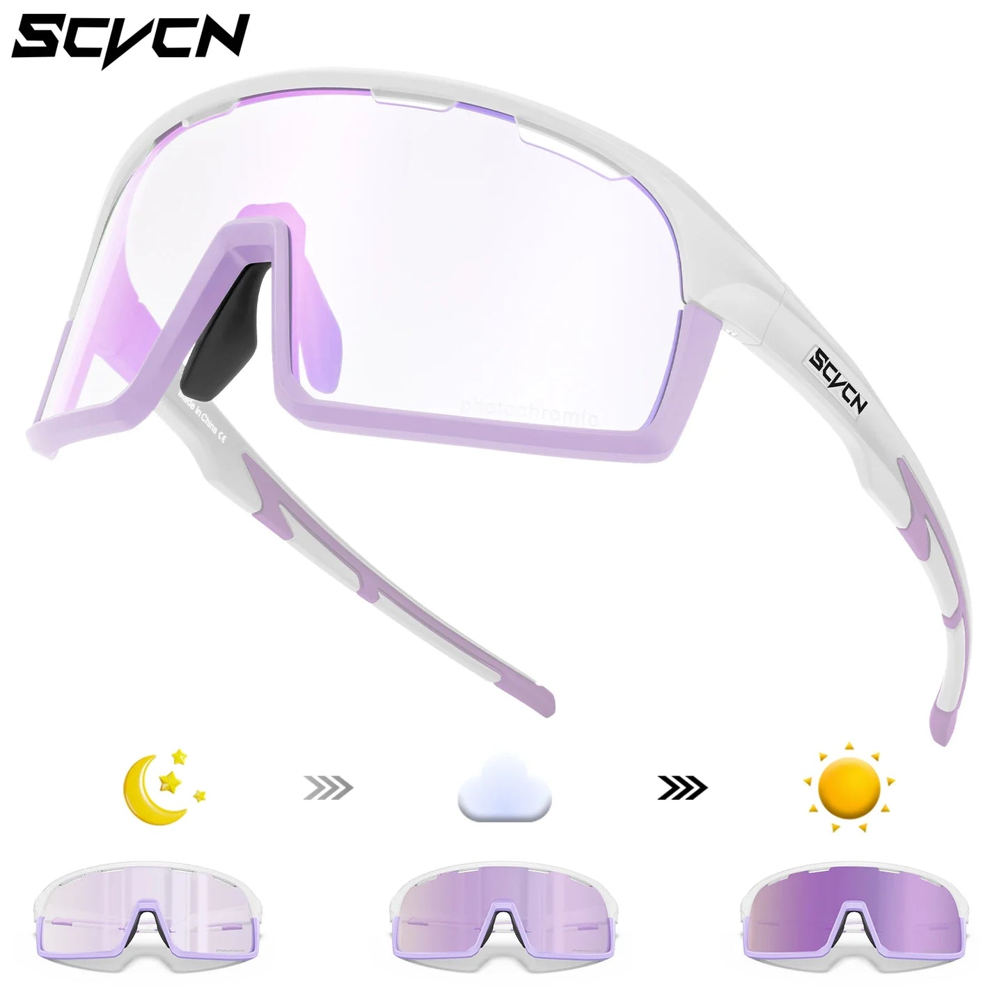 Scvcn Red Photochromic Sunglasses Cycling Blue Outdoor Sports Bike Glasses Man MTB Fishing Glasses Eyewear Bicycle Goggles UV400