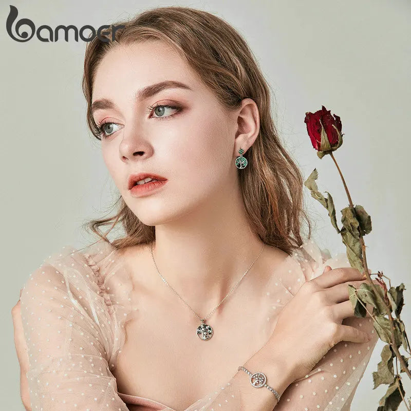 BAMOER 925 Sterling Silver Tree of Life Necklace for Women, 14K Gold Plated Lucky Tree Pendant Necklaces Jewelry for Girlfriend