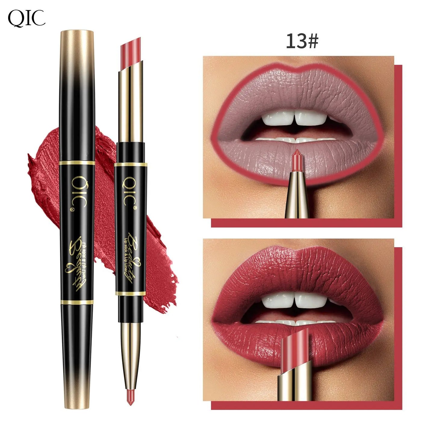 2 IN 1 Lip Liner Waterproof Nude Matte Lipstick Pencil Sexy Red Long Lasting Double Ended Lipliner Makeup Cosmetics For Women
