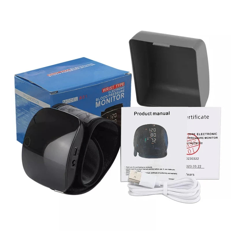 🖤 LINGKUN Wrist Blood Pressure Monitor,
LED Display | Fast Measurement | Digital Tensiometer | Heart Rate | USB Rechargeable