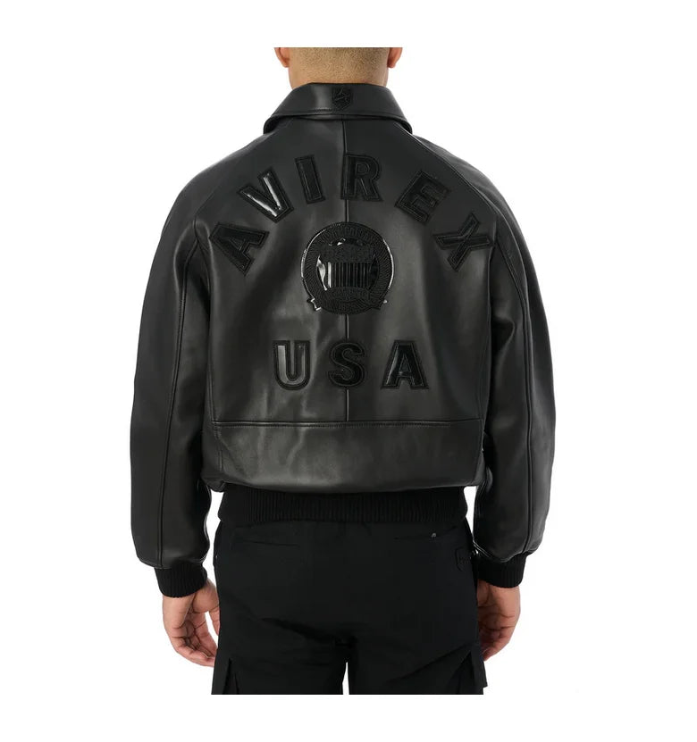 Avirex Fall New Listing Original Men's Casual Iconic Military Bomber Jacket US Size European Antique Sheepskin Coat Black Top
