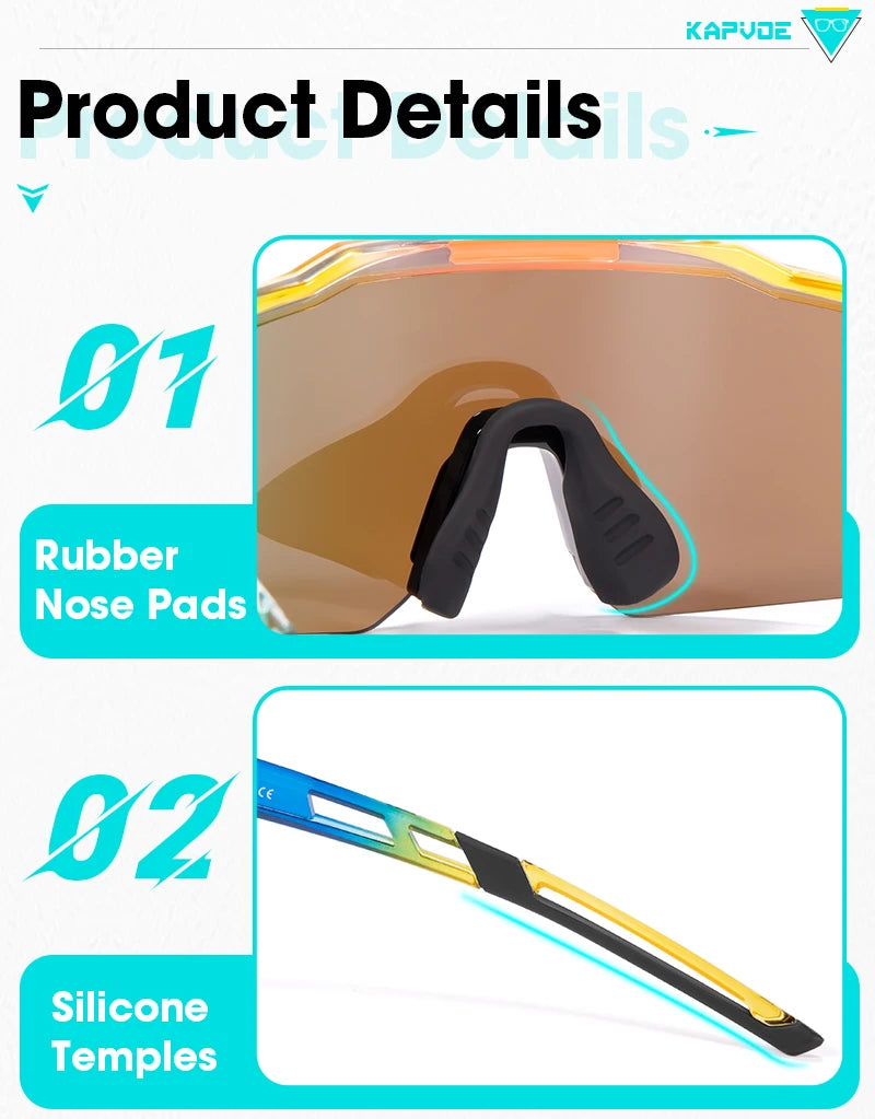 KAPVOE Photochromic Child Sunglasses Bicycle Cycling Glasses Teenagers Sports Glasses Boys Girls Windproof UV400 Goggles