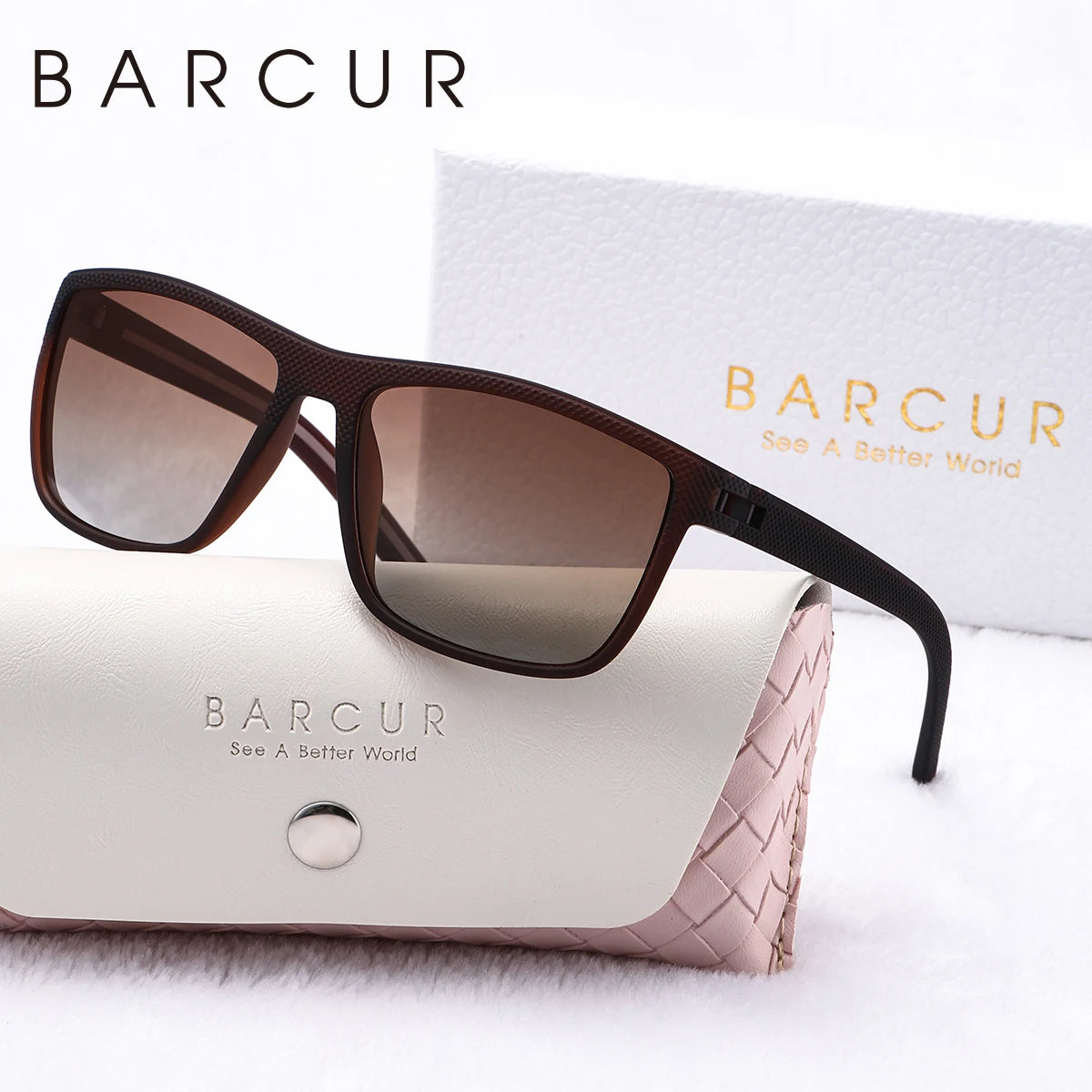 BARCUR Simple Comfort PC Rectangular Frame Polarized Sunglasses Classic Leg Solid Color One Bar Design Outdoor Sports Sunglasses