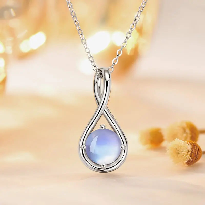 Lnngy Genuine 925 Sterling Silver Infinity Pendant Necklace Colorful Zircon Birthstone Necklaces for Women Jewelry Collar Mujer