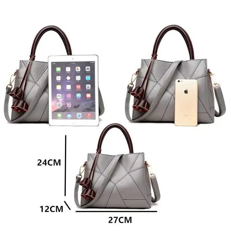 MOTAORA Premium Leather Women's Crossbody Handbag - Designer Luxury Patchwork Bag for Mature Moms