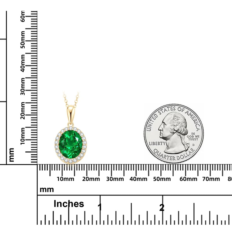 Lnngy Collar Plata 925 Sterling Silver Necklace Pear/Oval/Round Cut Artificial Emerald Pendant Necklaces for Wedding Jewlery