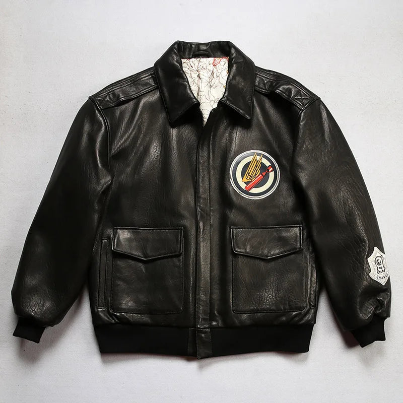 Wildfire 845 Bomber Pilot Clothing Genuine Leather Jacket Men's US Size Italian Sheepskin Foam Leather Flight Suit fur clothings