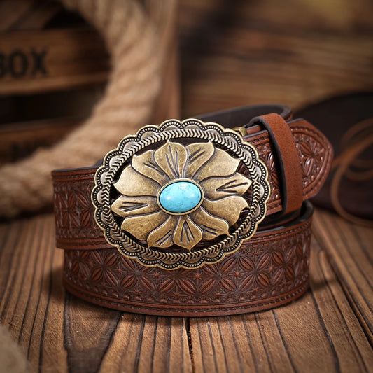 A casual, individual and retro belt, Western-style clothing accessory, metal buckle, PU belt, suitable for both men and women