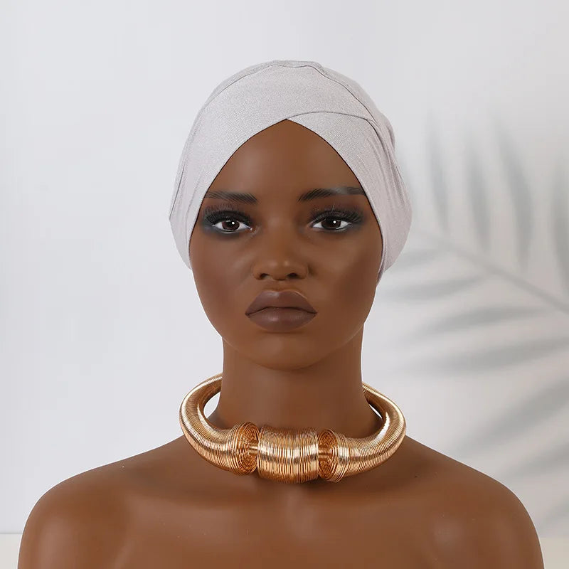 Women Stretchy Turban Modal Jersey Inner Hijab Muslim Hat Solid Color Tube Cap Islamic Under Scarf Headwrap Bonnet Arab Headband