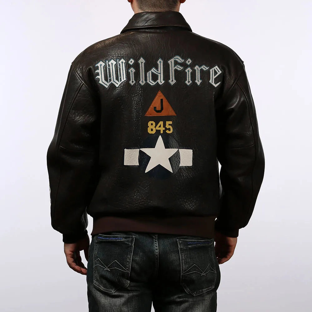 Wildfire 845 Bomber Pilot Clothing Genuine Leather Jacket Men's US Size Italian Sheepskin Foam Leather Flight Suit fur clothings