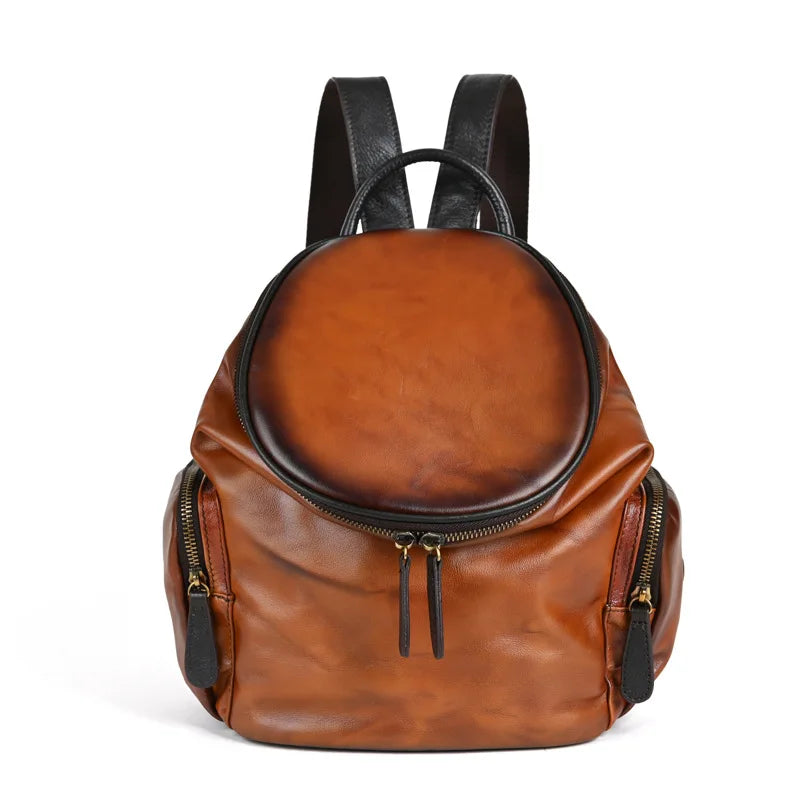 MOTAORA New Retro Cowhide Women's Backbag Genuine Leather Solid Color Handbag Large Capacity Soft Travel Schoolbag Shoulder Bag