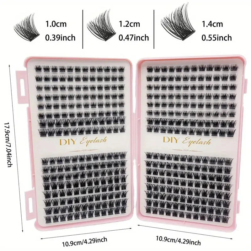 Eyelash Extension Kit - Individual set eyelashes, D-roll, multiple lengths, odorless, easy to apply for home makeup books