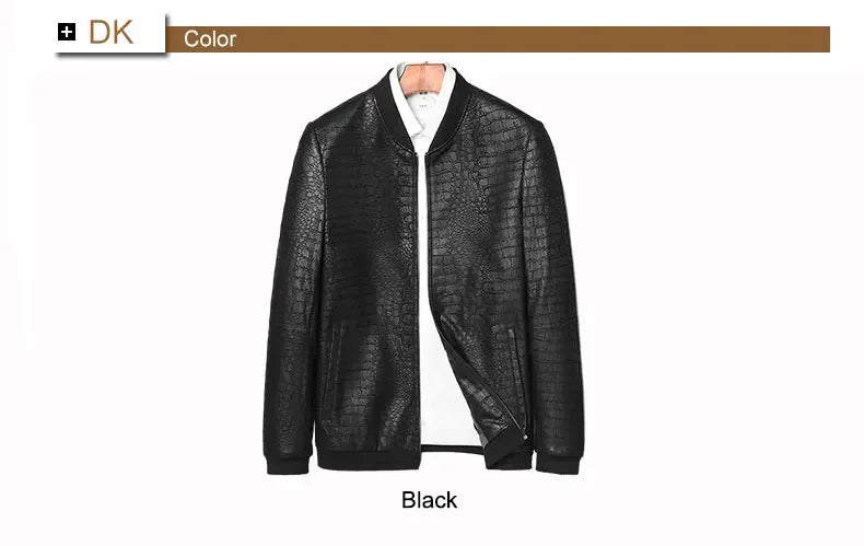 Brand leather jackets formen Genuine Sheepskin coats Crocodile pattern Dusen Klein  Fashion leather men coat and jacket J1718