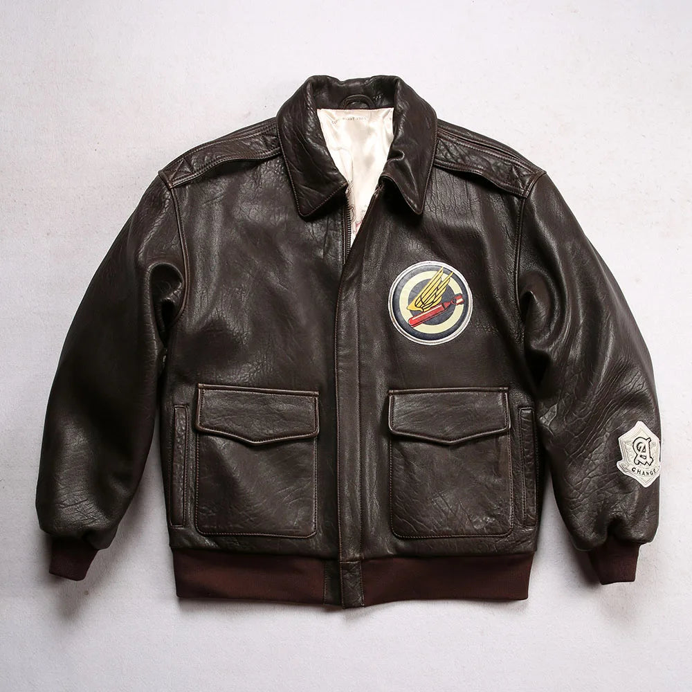 Wildfire 845 Bomber Pilot Clothing Genuine Leather Jacket Men's US Size Italian Sheepskin Foam Leather Flight Suit fur clothings