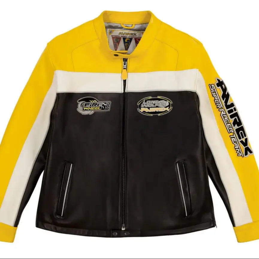 AVIREX Autumn New European Lambskin Jacket Men Motorcycle Riding Leather Leather Jacket Leather Pants Set LONE WOLF RACER JACKET