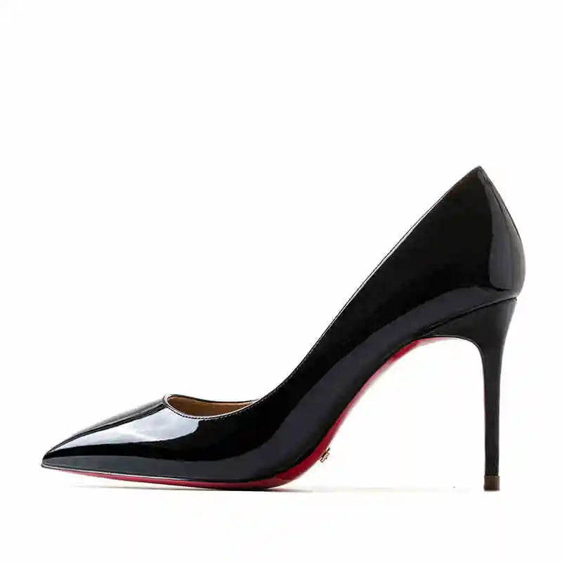 12cm (3) Women’s Patent Leather Pointed-Toe High Heels – 12cm Thin Heel