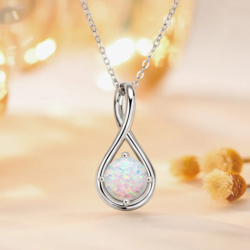 Lnngy Genuine 925 Sterling Silver Infinity Pendant Necklace Colorful Zircon Birthstone Necklaces for Women Jewelry Collar Mujer
