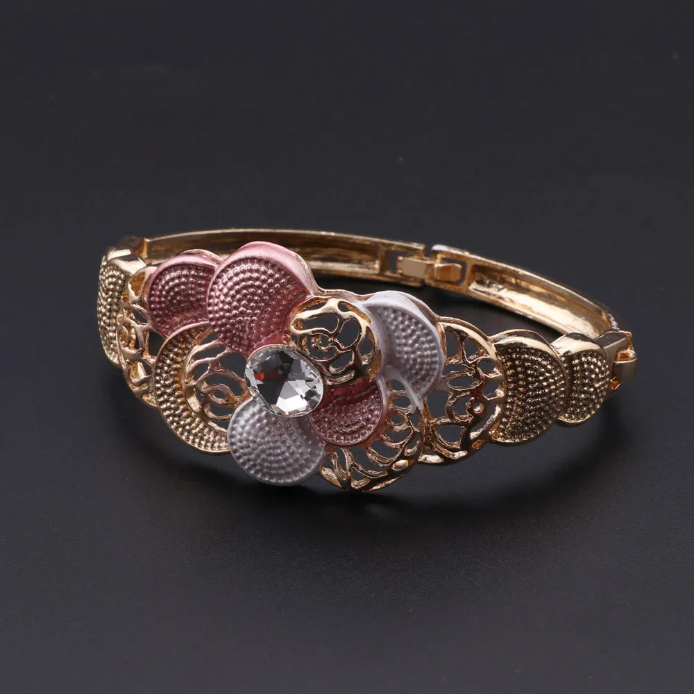 Fashion African Jewellery Set Dubai Gold Color Jewelry Sets Women Customer Nigerian Wedding Flower Design Gift