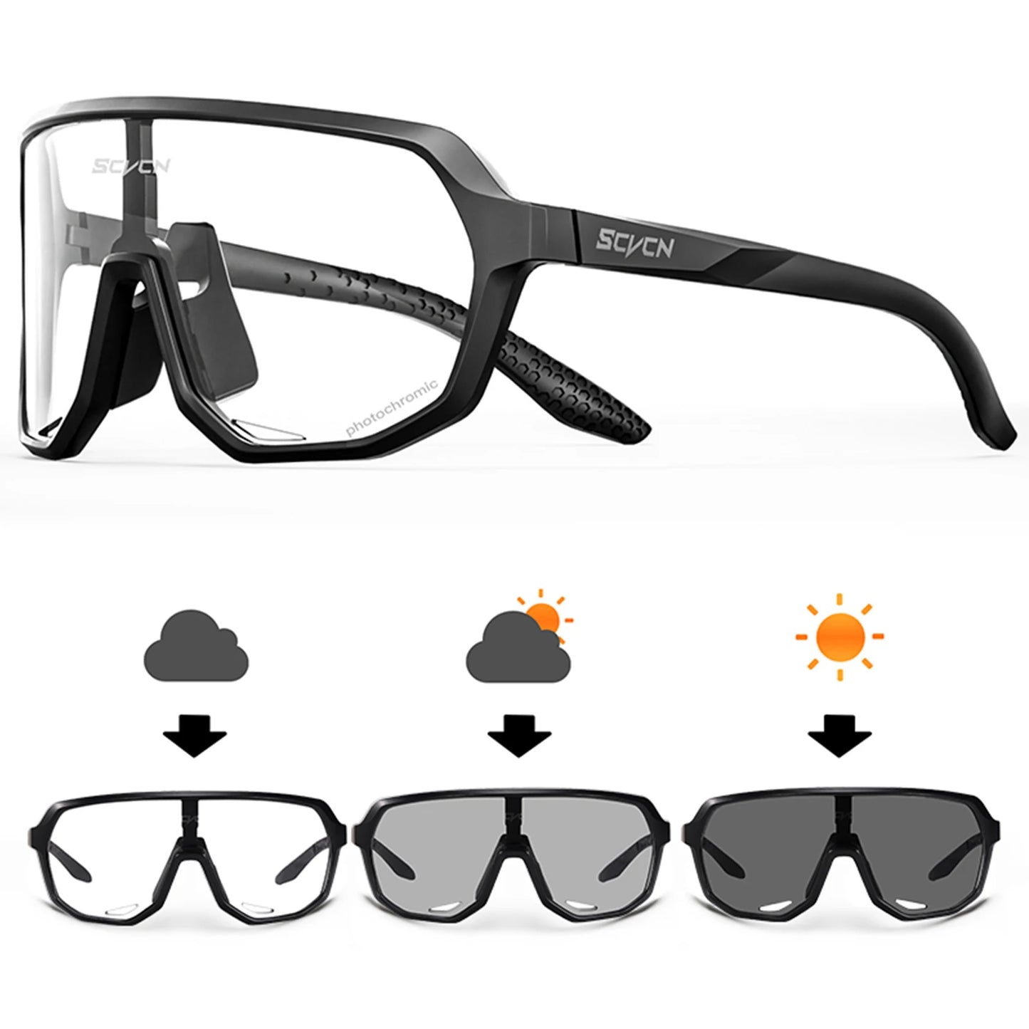 Scvcn Sunglasses Cycling Glasses Photochromic Sports for Men Sun Mountain Bike Road Bicycle Eyewear Goggles UV400 Polarized MTB
