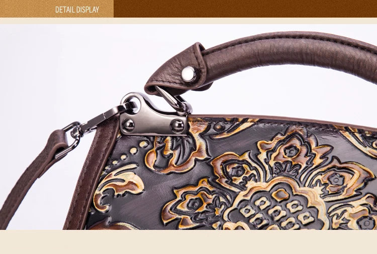 MOTAORA Womens Genuine Leather Luxury Handbag Handmade Embossed Vintage Shoulder Crossbody Bag New Arrival