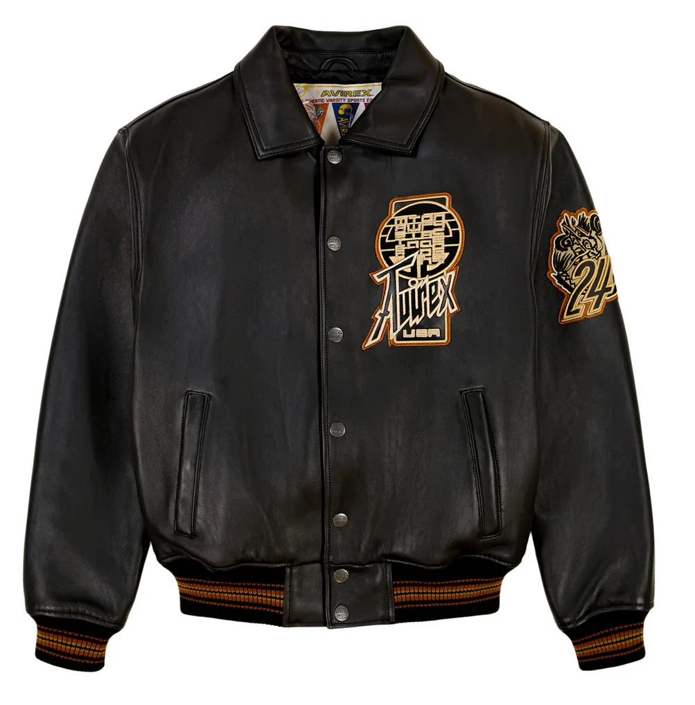 AVIREX High Quality Genuine Sheepskin Coat Men's US Size Classic Varsity Jacket Natural Leather Flight Suit Lapel Outerwear tops