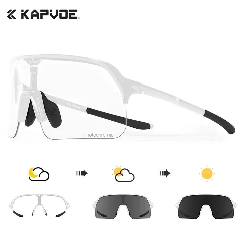 Kapvoe Photochormic Sunglasses Cycling Glasses Women UV400 for Men Casual Glasses Running Baseball MTB Outdoor Eyewear