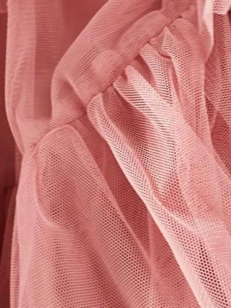 Mila Halter Neck Cascading Ruffle Prom Dresses 2025 Sleeveless Tulle Evening Dresses Floor-Length Customized Pink Party Dresses