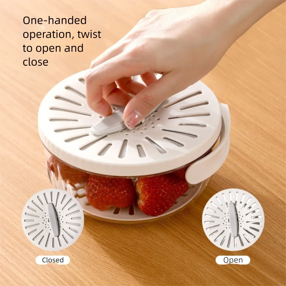 Folding Handle Rice Washing Drain Basket 2 In 1 with Lid Fruit Vegetable Washing Bowl Plastic Multi-function