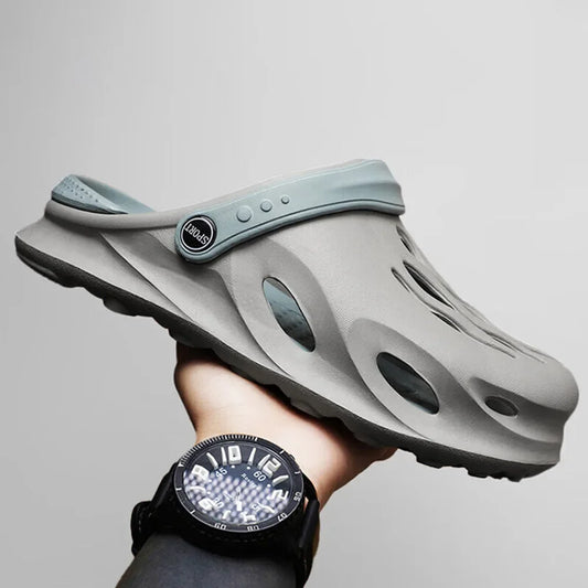 Summer Men's Fashion Beach Sandals Clogs Thick Sole Slipper Waterproof Anti-Slip Sandals Flip Flops Non-slip Soft EVA Hole Shoes