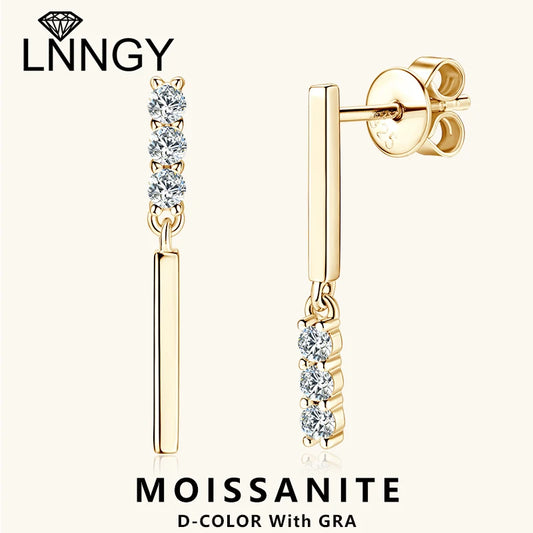 Lnngy Pendientes Plata 925 Sterling Silver Stud Earring for Women Mini 2mm Moissanite Earrings Fashion Tassel Jewelry Gift