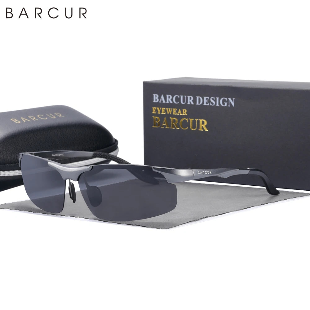 BARCUR Aluminium Magnesium Sunglasses for Men Polarized UVA&B Protection Photochromic Ultralight Sun Glasses Sports Eyewear