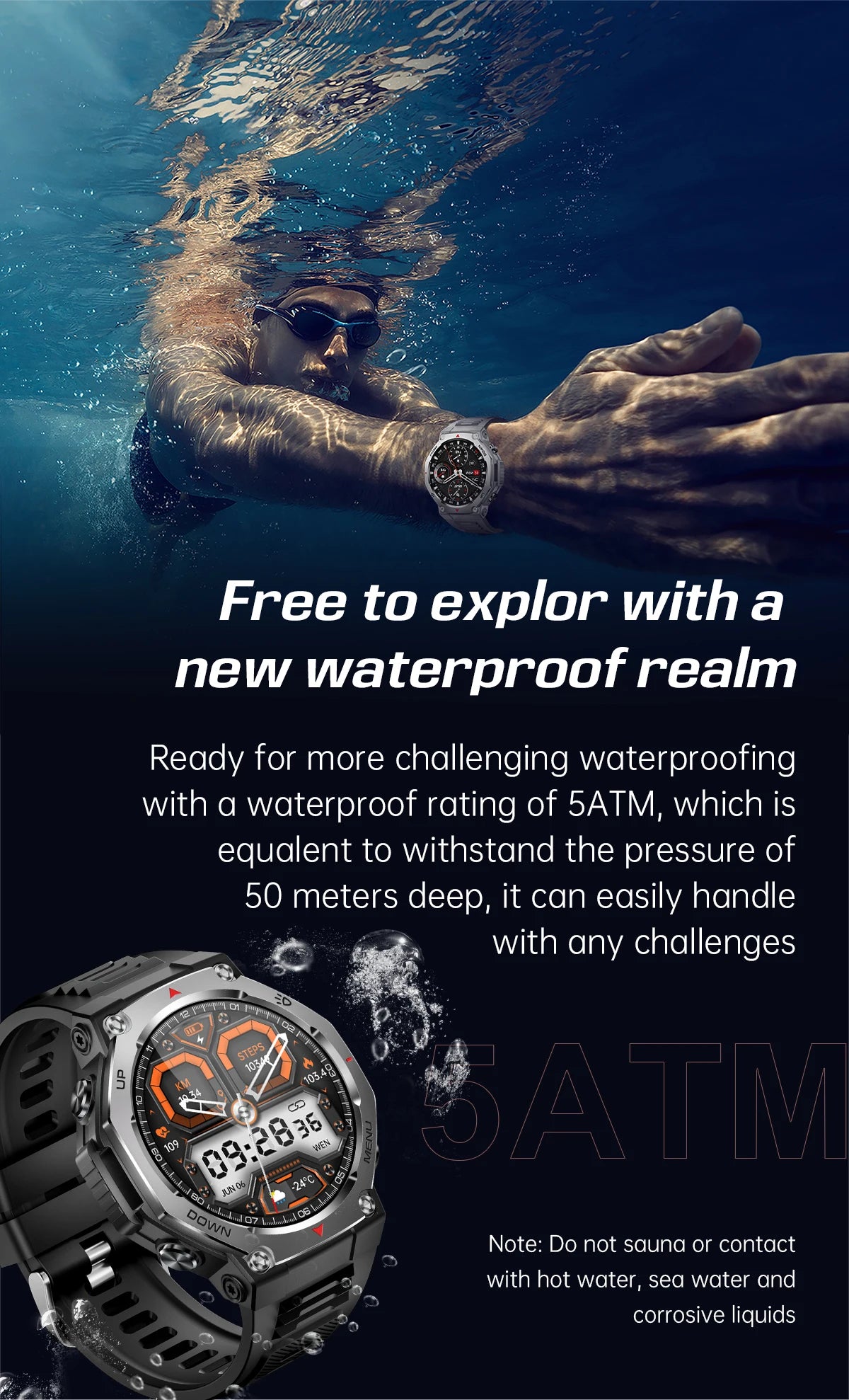 LIGE New 1.43 inch AMOLED Screen Smart Watch 525mAh Big Battery BT Call IPX8-5ATM Waterproof Sports Smartwatch For Android ios