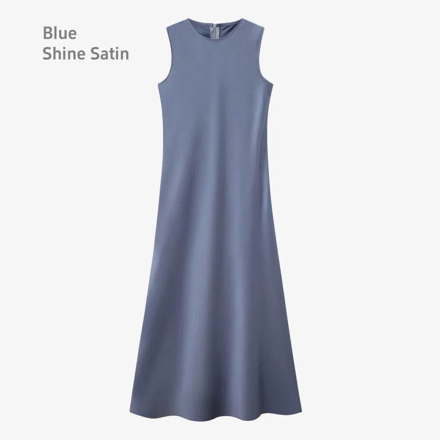 AS 2025 Spring/Summer Elegance Satin Maxi Dress & Knitted Top Set