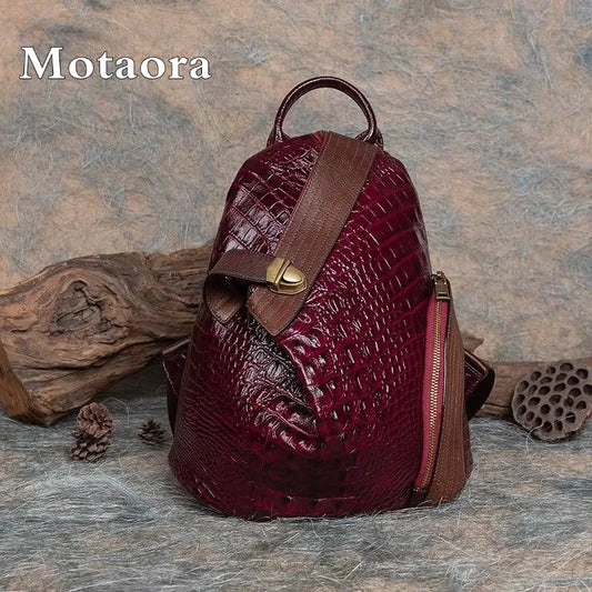 2025 Vintage Handmade Leather Backpack for Women, Genuine Cowhide Travel Bookbag, Luxury Designer School Bags for Ladies & Girls