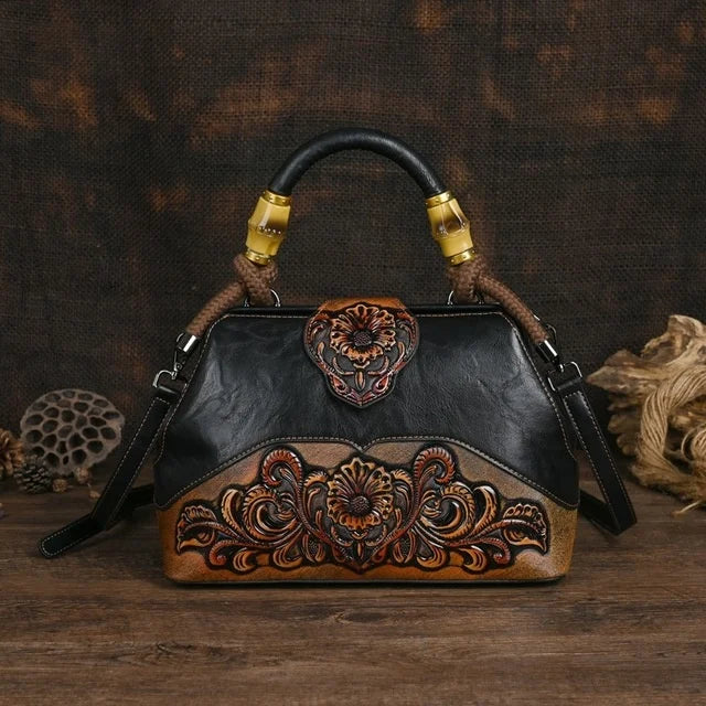 MOTAORA Handmade Luxury Handbags For Women Leather Shoulder Bags 2025 New Vintage Carved Ladies Hand Bags Designer Luxury Bag
