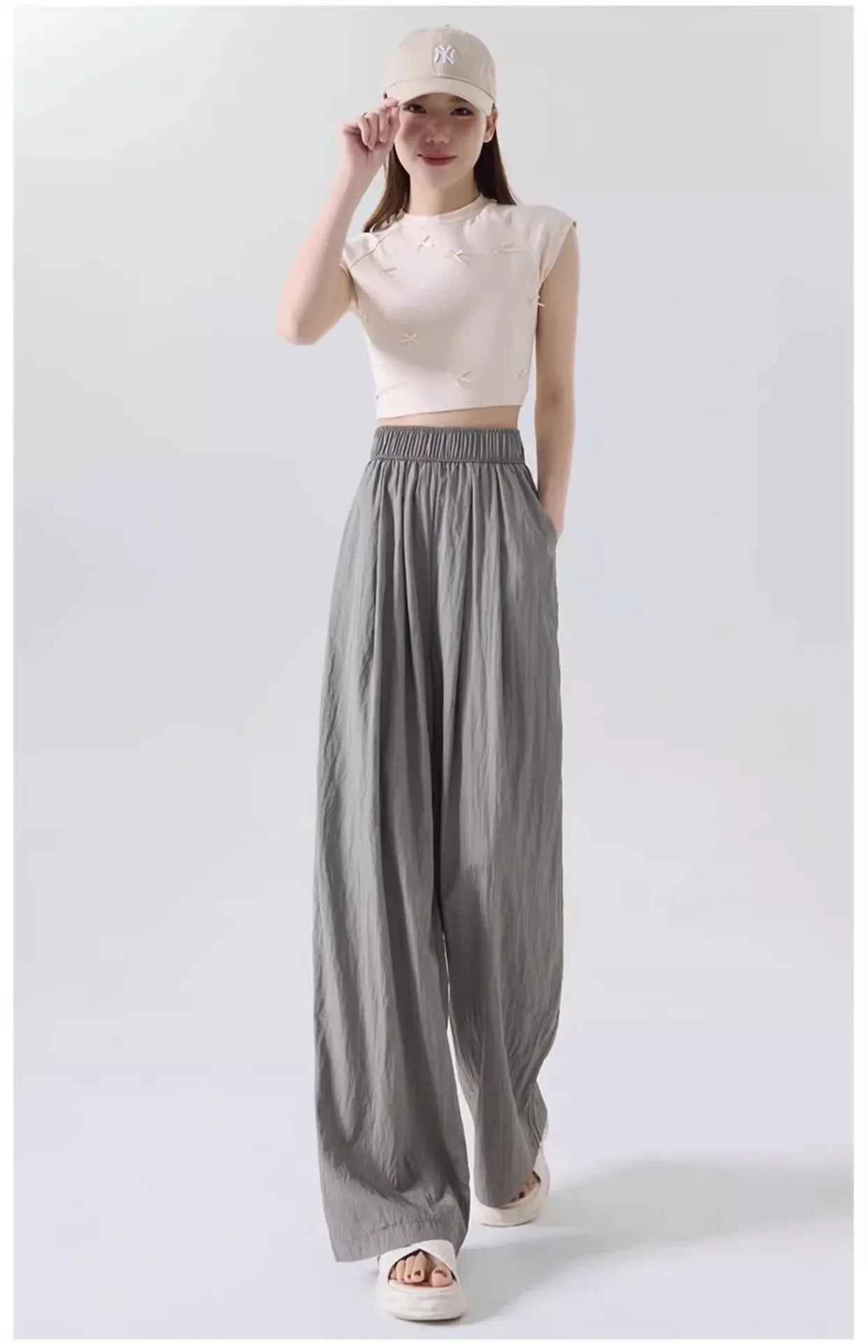 Ice Silk Wide Leg Pants Women's Summer Thin Drape Casual Japanese Lazy Style Long Straight Sumi Pants