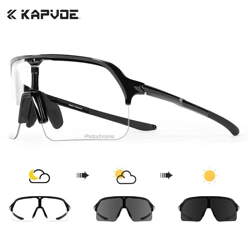 Kapvoe Photochormic Sunglasses Cycling Glasses Women UV400 for Men Casual Glasses Running Baseball MTB Outdoor Eyewear