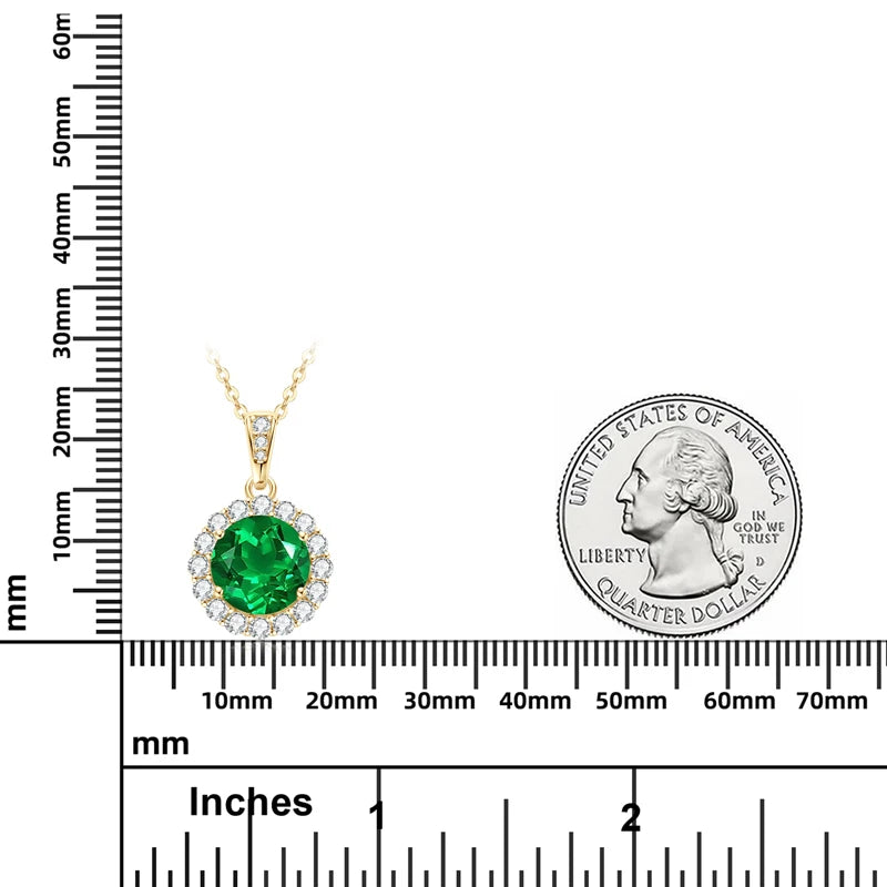 Lnngy Collar Plata 925 Sterling Silver Necklace Pear/Oval/Round Cut Artificial Emerald Pendant Necklaces for Wedding Jewlery