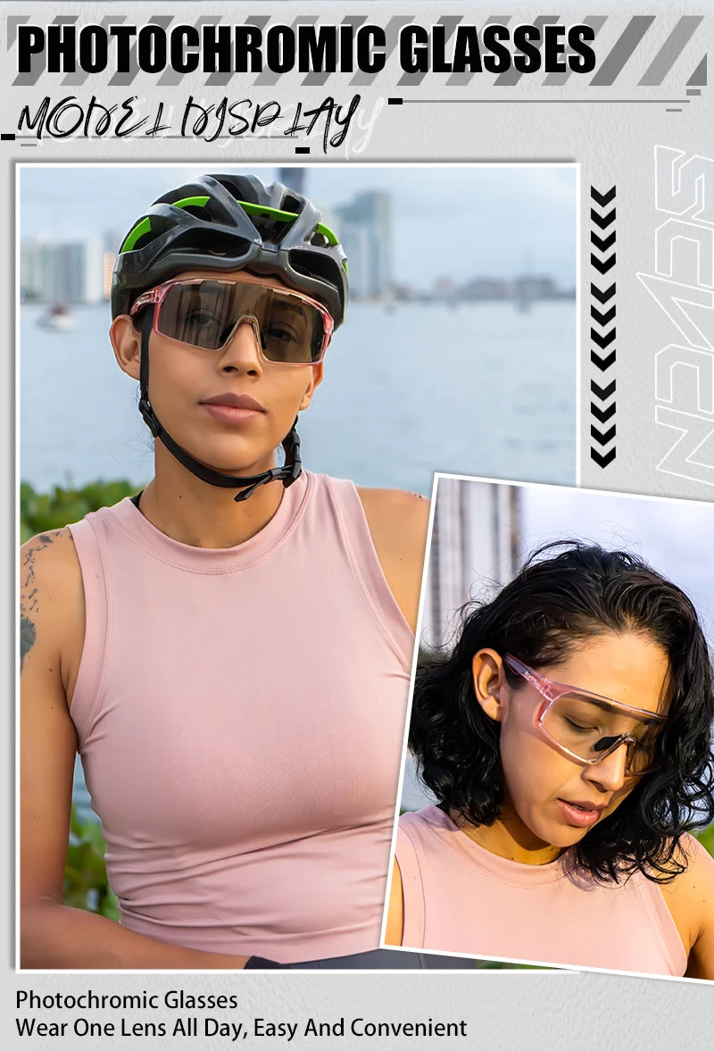 SCVCN New Photochromic Glasses Cycling Sunglasses Men Outdoor Sports Glasses Women Driving Bicycle Eyewear UV400 Hiking Goggles