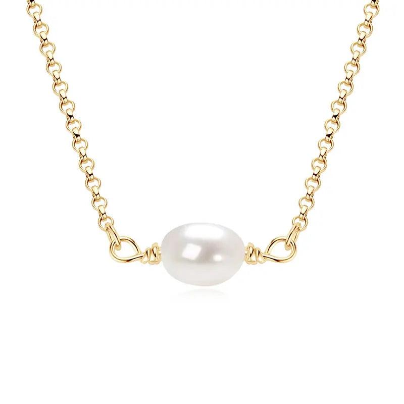 Lnngy Baroque Pearl Pendant Necklace S925 Sterling Silver Natural White Freshwater Pearl Necklace For Ladies Grace Jewelry Gift