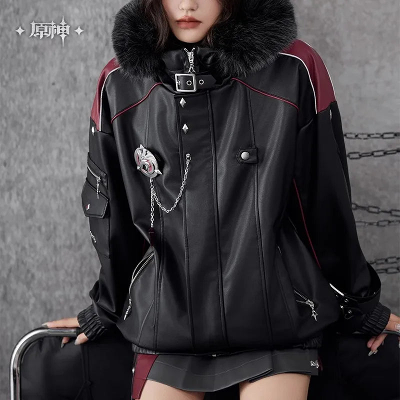 Genshin Impact Wriothesley Cotton PU Hooded Jacket – Anime Cosplay Adult Warm Coat